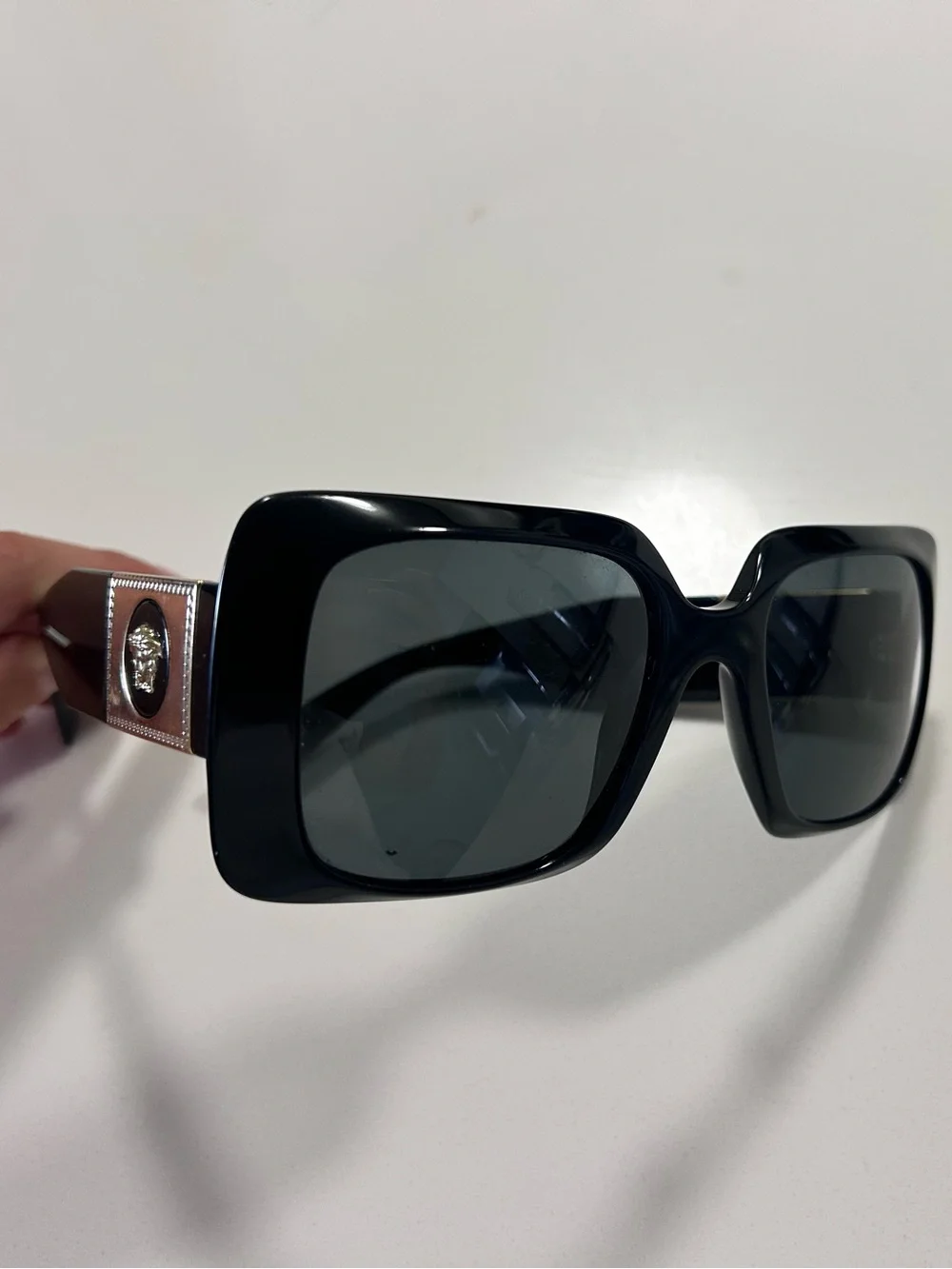 Versace Black Oversized Square Havana Women's Sunglasses